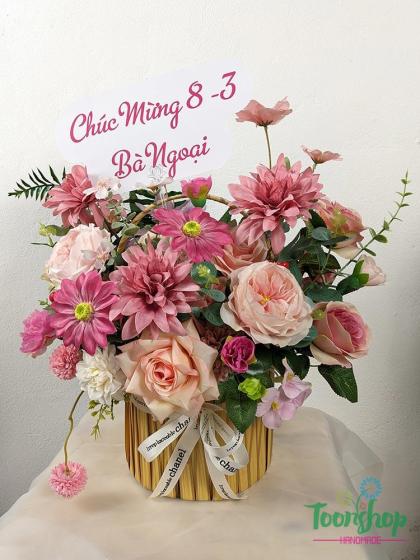 Giỏ hoa lụa tặng ngày 08-03 